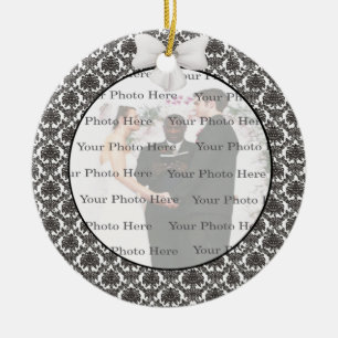 Ornement En Céramique Damask Elegance Mariage Round Orament