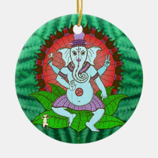 Ornement En Céramique Danse de Ganesh de paix (Devant)