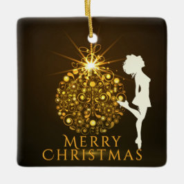 Ornement En Céramique Danse irlandaise personnalisée Noël doré