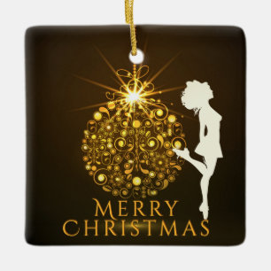 Ornement En Céramique Danse irlandaise personnalisée Noël doré