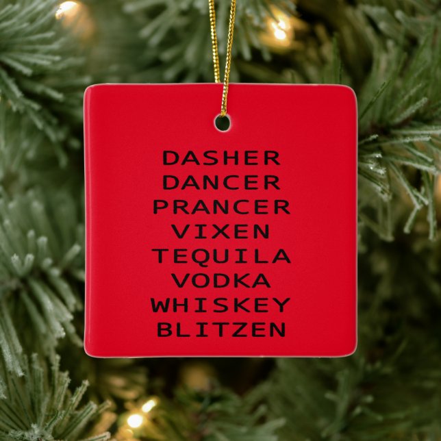 Ornement En Céramique Dasher Dancer Vixen Vodka Tequila Whiskey Blitzen (Arbre)