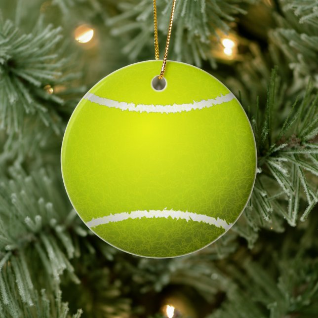 Ornement en céramique de balle de tennis jaune per (Arbre)