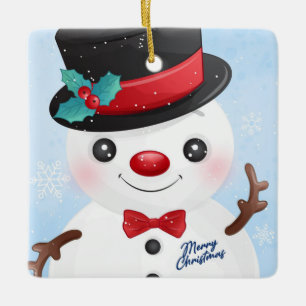 Ornement en céramique de bonhomme de neige