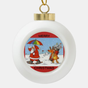 Ornement en céramique de boule avec Père Noël et