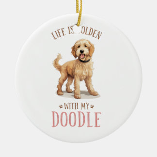 Ornement en céramique de chien de chien Goldendood