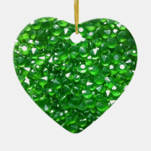 Ornement en céramique de coeur de cristaux verts