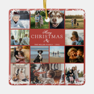 Ornement en céramique de collage de photos de Noël