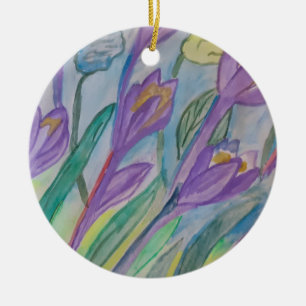 Ornement en céramique de Crocus de printemps Abstr