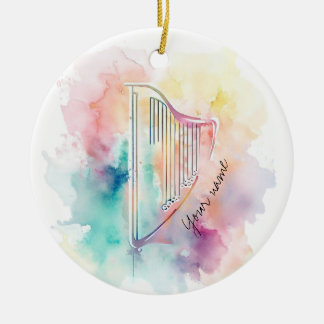 Ornement en céramique de la harpe d'aquarelle pers