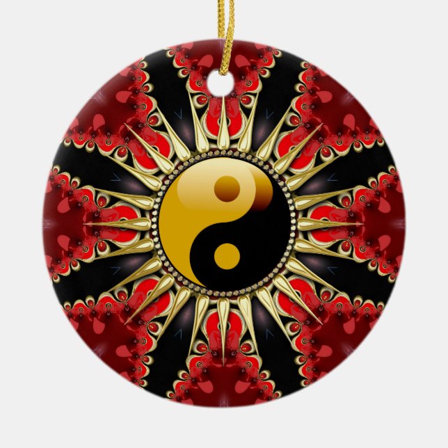 Ornement en céramique de la tribu rouge YinYang (Devant)