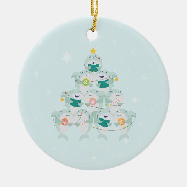 Ornement en céramique de l'arbre de Noël aux requi (Devant)