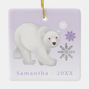 Ornement en céramique de l'ours polaire violet per