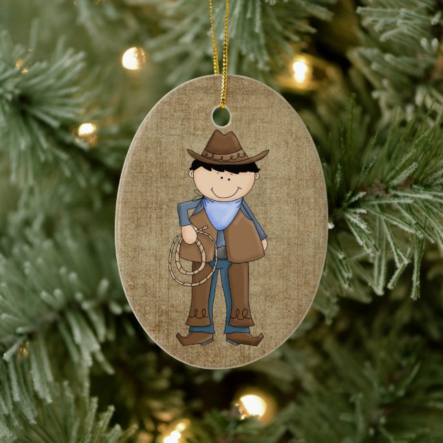 Ornement en céramique de Noël adorable Cowboy (Arbre)