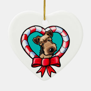 Ornement en céramique de Noël Airedale Terrier