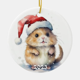 Ornement en céramique de Noël avec hamster d'aquar