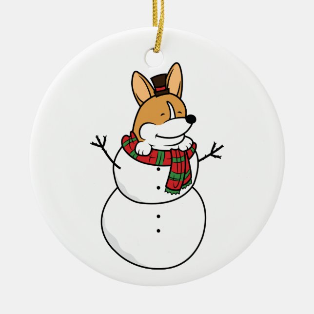 Ornement en céramique de Noël de bonhomme de neige (Devant)