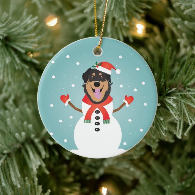Ornement en céramique de Noël de chien mixte (Arbre)