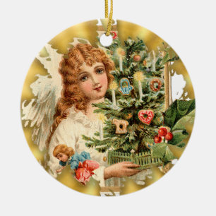 Ornement en céramique de Noël de fille victorienne