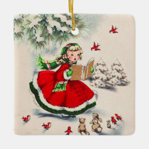 Ornement en céramique de Noël féminin