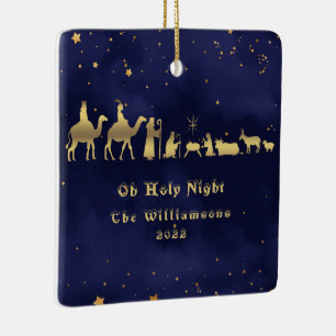 Ornement en céramique de Noël Gold Oh Sainte Nuit