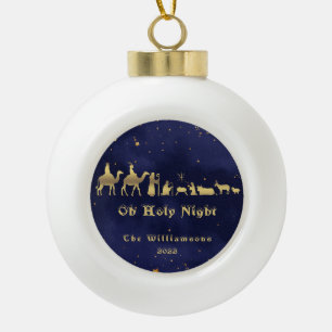 Ornement en céramique de Noël nuit sainte dorée