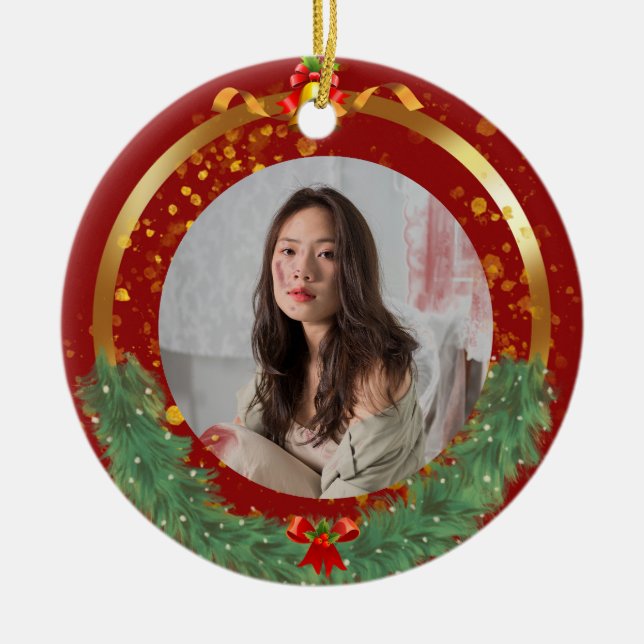 Ornement en céramique de Noël personnalisé (Devant)