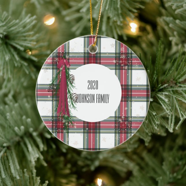 Ornement en céramique de Noël personnalisé à plate (Arbre)