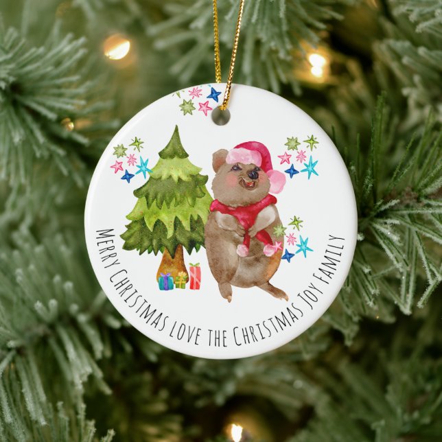 Ornement en céramique de Noël Quokka sur mesure (Arbre)