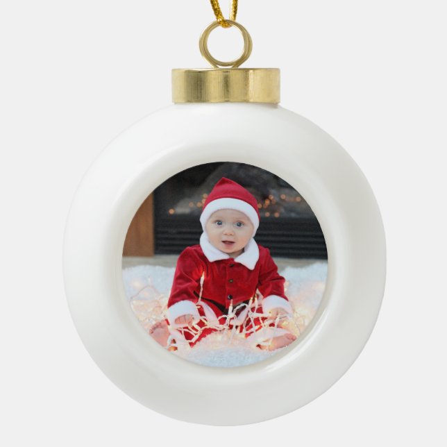 Ornement en céramique de photo de premier Noël du (Devant)
