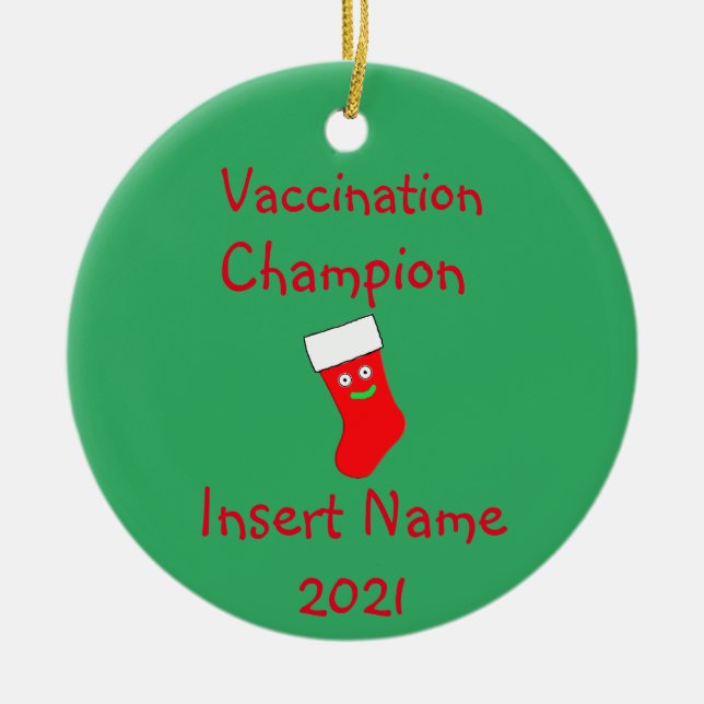 Ornement en céramique de vaccination personnalisée (Devant)