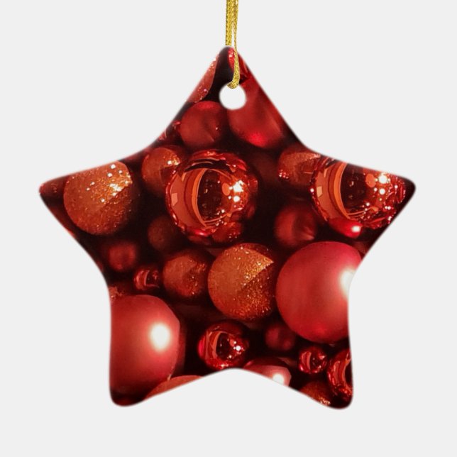 Ornement En Céramique Décor de Noël Baubles rouges (Dos)