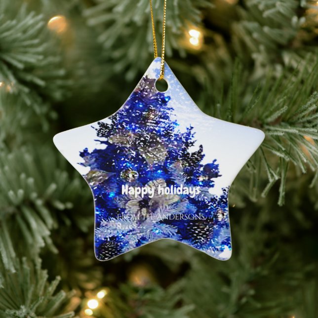 Ornement En Céramique Décor de Noël bleu (Arbre)