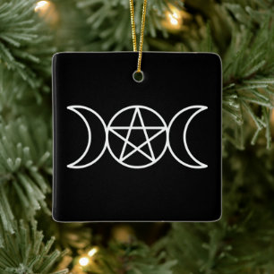 Ornement En Céramique Déesse du Pentacle Triple Moon