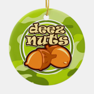 Ornement En Céramique Deez Nuts; camo vert vif, camouflage