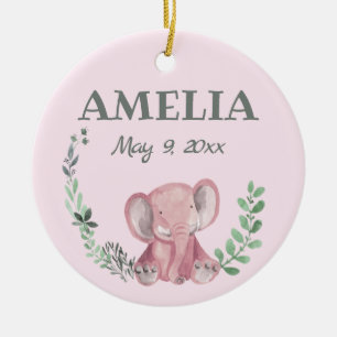 Ornement en céramique d'éléphant rose