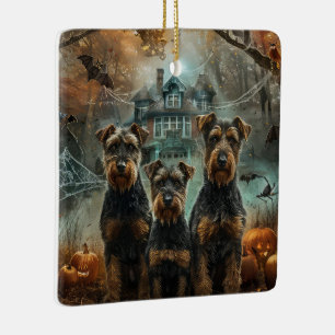 Ornement En Céramique Délice Canin de la Nuit d'Halloween d'Airedale