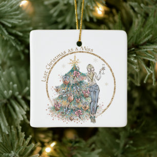 Ornement En Céramique Dernier Noël comme une Miss   Denim Lady et Arbre