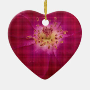Ornement En Céramique Dernière Saint Valentin À damiers Rose