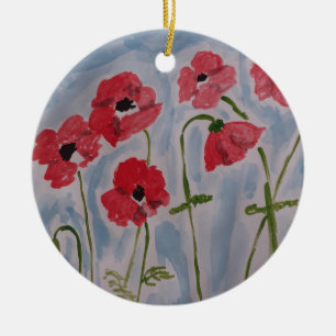 Ornement en céramique des Poppies rouges sauvages