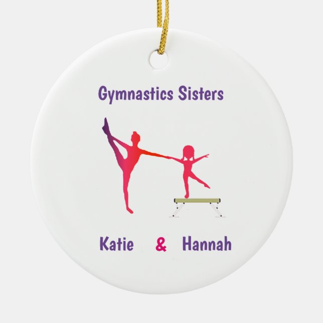 Ornement en céramique des soeurs de gymnastique (Devant)