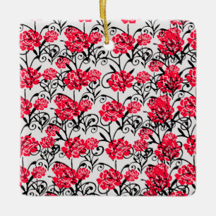 Ornement En Céramique Design Motif d'illustrations de rose rouge