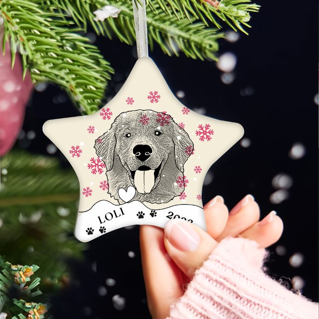 Ornement En Céramique Dessin à main personnalisé pour chien d'or (Créateur téléchargé)