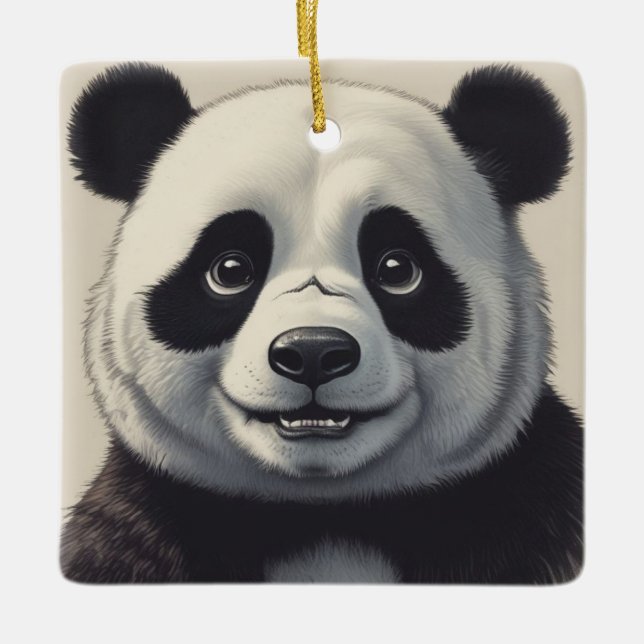 Ornement En Céramique Dessin de Panda (Devant)