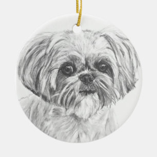 Ornement En Céramique Dessin de Shih Tzu