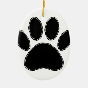 Ornement En Céramique Dessin Paw Chien En Noir