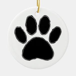 Ornement En Céramique Dessin Paw Chien En Noir