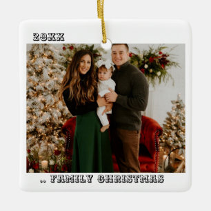Ornement En Céramique Deux photos de bonheur est la famille de Noël mini