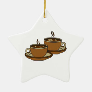 ORNEMENT EN CÉRAMIQUE DEUX TASSES DE CAFÉ