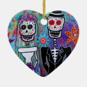 ORNEMENT EN CÉRAMIQUE DIA DE LOS MUERTOS WEDDING