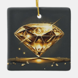 Ornement En Céramique Diamant jaune et sourire multicolore